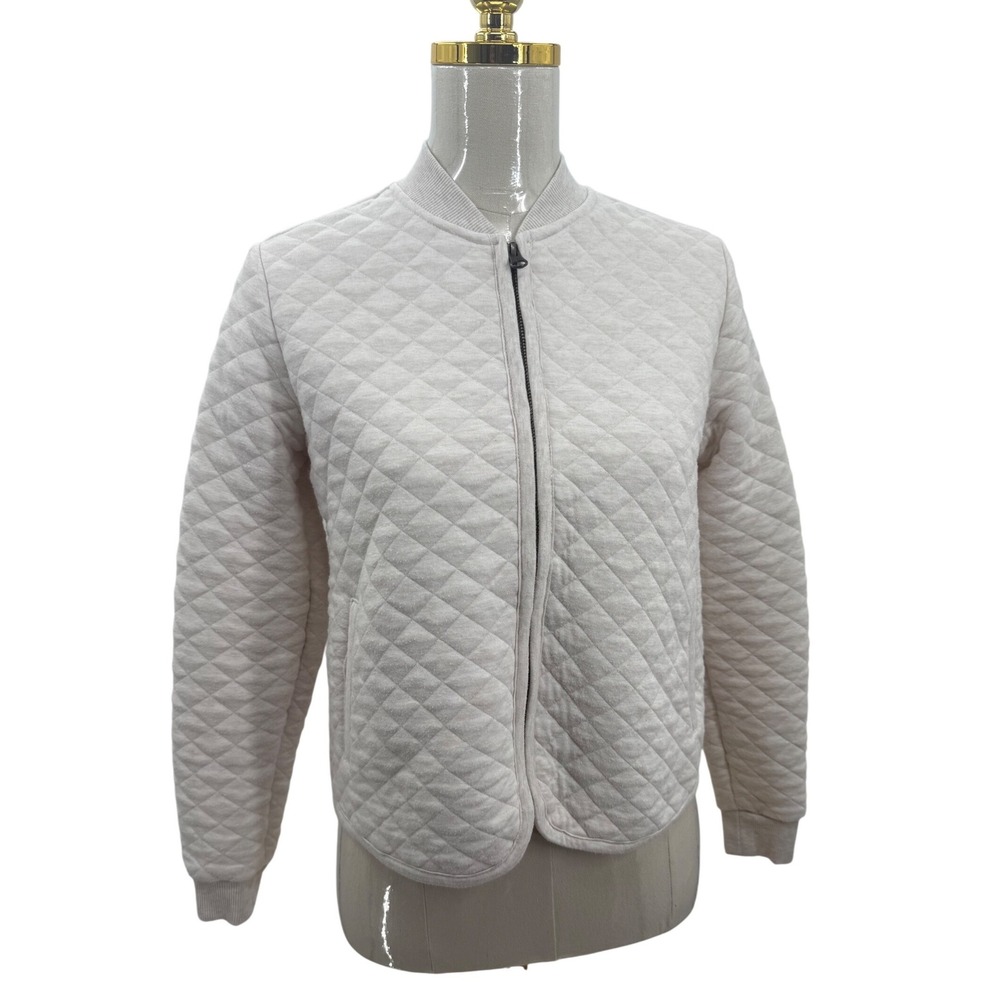 Marine Layer Quilted Bomber Jacket Women XS Cream Good Zip Up Lightweight 15100